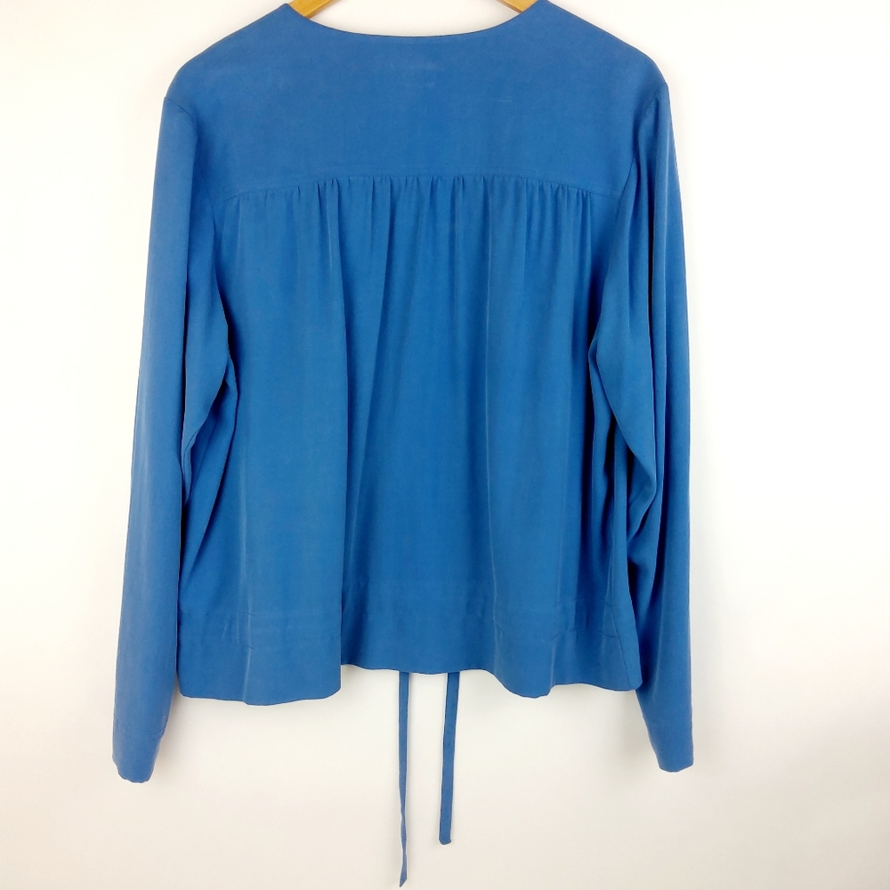 Pendleton Soft Blue Silk Top Size Large - image 7